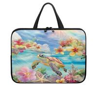 Treer 10-17Inch Laptop Bag, Turtle Pattern Tote Bag for Women Men, Waterproof Laptop Case with Zippered, Large Scratch and Dust Resistant Computer Sleeve for Business, School (Multicolor,13 inch)