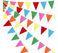 Treer 12M/39FT Bunting Fabric Double Sided, Bunting Banner Fabric Flag Banners Multicolor Triangle Flags for Outdoor Garden Themed Birthday Wedding Engagement Party Decoration, Solid color (Colorful)
