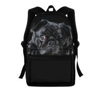 Treer 19L Kids Backpack Girls Backpacks Large Boys Backpack, 3D Animal Children's Backpacks, Personalised Rucksack for School Travel Holiday (Black Pug,40x28.5x17cm)