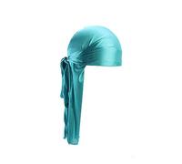 Treer 1pcs Silk Durag for Men Women, Solid Color Long Tail Durag Headwraps Unisex Sport Cap Pirate Bandanas Turban for 360 Waves (turquoise,One size)