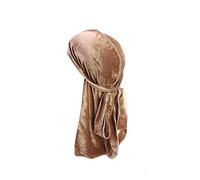 Treer 1pcs Velvet Durag for Men Women, Solid Color Long Tail Durag Headwraps Unisex Sport Cap Pirate Bandanas Turban for 360 Waves (khaki,One size)