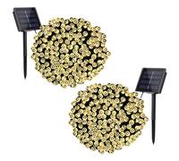 Treer 2 Pack Solar Lights Outdoor Garden Solar Powered LED Fairy String Lights 8 Modes IP66 Waterproof Outside Decorative for Patio, Festival, Party, Wedding, Christmas (Warm White,32M 300LED)