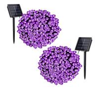 Treer 2 Pack Solar Lights Outdoor Garden Solar Powered LED Fairy String Lights 8 Modes IP66 Waterproof Outside Decorative for Patio, Festival, Party, Wedding, Christmas (Purple,22M 200LED)