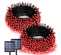 Treer 2 Pack Solar String Lights Outdoor Garden Solar Powered Fairy Lights 8 Modes Waterproof LED Outside Decorative for Patio, Festival, Party, Wedding, Christmas (Red,5M 20LED)