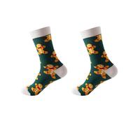 Treer 2 Pairs Mens Womens Socks, Fluffy Socks Womens, Breathable Running Socks, Thermal Socks, Socks Womens 4-9.5UK, Work Socks,Comfort Dress Calf Socks Multipack Gifts for Mom Dad (Gingerbread man)