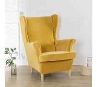 Treer 2 Pieces Stretch Wingback Chair Slipcovers Elastic Polyester Spandex Fabric Stretch Sofa Armchair Removable Wing Chair Covers Washable Furniture Protector (Turmeric,One size)