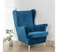 Treer 2 Pieces Stretch Wingback Chair Slipcovers Elastic Polyester Spandex Fabric Stretch Sofa Armchair Removable Wing Chair Covers Washable Furniture Protector (navy blue,One size)