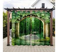 Treer 2025 Outdoor Waterproof Curtains Grommet for Pergola Garden, 2 Panel Blackout Thermal Insulated Sun Shades Eyelet Privacy Curtain for Patio Gazebo Pergola (Bamboo forest,W137x L203cm)