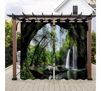 Treer 2025 Outdoor Waterproof Curtains Grommet for Pergola Garden, 2 Panel Blackout Thermal Insulated Sun Shades Eyelet Privacy Curtain for Patio Gazebo Pergola (Green forest,W137x L203cm)