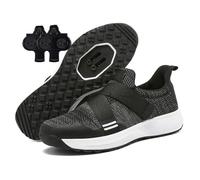 Treer 2026 MTB Cycling Shoes Mens Womens Mountain Bikes Cycle Trainers Shoes Compatible SPD, with 4 Holes Cleats, Spin Bike for Indoor Outdoor, 5.5-12 UK (Black,8)
