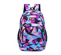 Treer 20L Kids Backpack Girls Backpacks Boys Backpack, 3D Geometry Children's Backpacks, Personalised Rucksack for School Travel Holiday Sports (Blue Purple,45x32x14cm)