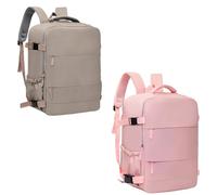 Treer 2PC Solid Color Ryanair Cabin Bags, Underseat Travel Backpack Cabin, Carry on Hand Luggage Bag 40x30x20 for Airplanes, Waterproof, Multiple Pockets Rucksack for Men and Women (Multicolor 05)