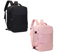 Treer 2PC Solid Color Ryanair Cabin Bags, Underseat Travel Backpack Cabin, Carry on Hand Luggage Bag 40x30x20 for Airplanes, Waterproof, Multiple Pockets Rucksack for Men and Women (Multicolor 02)