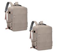 Treer 2PC Solid Color Ryanair Cabin Bags, Underseat Travel Backpack Cabin, Carry on Hand Luggage Bag 40x30x20 for Airplanes, Waterproof, Multiple Pockets Rucksack for Men and Women (Gray)
