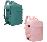 Treer 2PC Solid Color Ryanair Cabin Bags, Underseat Travel Backpack Cabin, Carry on Hand Luggage Bag 40x30x20 for Airplanes, Waterproof, Multiple Pockets Rucksack for Men and Women (Multicolor 03)