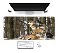 Treer 3D Animal Wolf Print Mouse Mat, Large Mouse Mat, Mouse Pad XXL/XL/L with Sewn Edges, Gaming Mouse Pad with Non-Slip Base, Mousepad Suitable for Office and Home (camp,800x400mm)