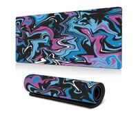 Treer 3D Colorful Abstract Style Mouse Mat, Large Mouse Mat, Mouse Pad with Non-Slip Base, Gaming Mouse Pad with Sewn Edges, Mousepad Suitable for Office and Home (Black,900x400mm)