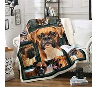 Treer 3D dog Printed Flannel Blanket Throw, Cosy Soft Throw Blanket Hug Blanket Home Decor for Bed, Sofa, Couch, Car and Travel (boxer dog,130X100cm)