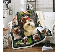 Treer 3D dog Printed Flannel Blanket Throw, Cosy Soft Throw Blanket Hug Blanket Home Decor for Bed, Sofa, Couch, Car and Travel (Yorkshire Terrier,150X130cm)