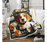 Treer 3D dog Printed Flannel Blanket Throw, Cosy Soft Throw Blanket Hug Blanket Home Decor for Bed, Sofa, Couch, Car and Travel (Beagles,150X200cm)