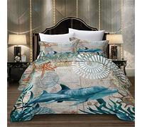 Treer 3D Duvet Cover Set Bedding Sets Ocean Animal Soft Microfiber Single Double King Size Bed 3 Piece Duvet Set 2 x Pillowcases 1 x Quilt Case (Double-200x200cm,Dolphin)