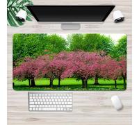 Treer 3D Flower Print Mouse Mat, Large Mouse Mat with Sewn Edges, Mouse Pad with Non-Slip Base, Gaming Mouse Pad, Mousepad Suitable for Office and Home (forest,900x400mm)