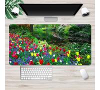 Treer 3D Flower Print Mouse Mat, Large Mouse Mat with Sewn Edges, Mouse Pad with Non-Slip Base, Gaming Mouse Pad, Mousepad Suitable for Office and Home (Sea of Flowers B,800x400mm)