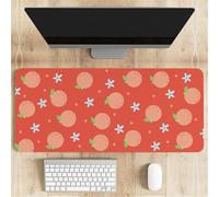 Treer 3D Fruit Print Mouse Mat, Large Mouse Mat with Sewn Edges, Mouse Pad with Non-Slip Base, Gaming Mouse Pad, Mousepad Suitable for Office and Home (Orange,800x300mm)
