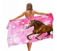 Treer 3D Horse Beach Towel, Microfibre Towel, Beach Towels for Adults, Travel Towelfor Kids, Lightweight Extra Large Quick Drying Towel for Swimming Sports Beach Gym (pink,70x150cm)