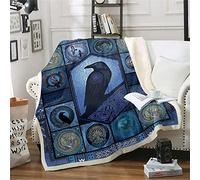 Treer 3D owl Printed Flannel Blanket Throw, Cosy Soft Throw Blanket Hug Blanket Home Decor for Bed, Sofa, Couch, Car and Travel (black crow,150X200cm)