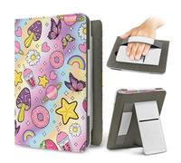 Treer 3D Rainbow Universal Case for 7" Kindle Paperwhite eReader, Protective Case for Kindle Colorsoft, Auto Wake/Sleep, Card Slot & Elastic Hand Strap, for 6.8-7" eReaders (Dessert)