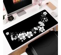 Treer 3D Sakura Print Mouse Mat, Large Mouse Mat, Mouse Pad with Non-Slip Base, Gaming Mouse Pad with Sewn Edges, Mousepad Suitable for Office and Home (Gray,600x300mm)