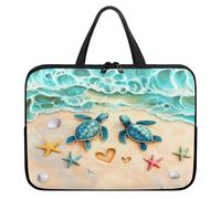 Treer 3D Sea Turtle Print Laptop Bag, 10-17Inch Tote Bag for Women Men,Waterproof Laptop Case with Zippered,Scratch Dust Resistant Computer Sleeve for Business,Office,School (Beach 2,12 inch)