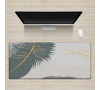 Treer 3D Turtle Leaf Print Mouse Mat, Large Mouse Mat with Sewn Edges, Mouse Pad with Non-Slip Base, Gaming Mouse Pad, Mousepad Suitable for Office and Home (1000 * 500mm,grey)