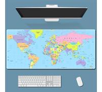 Treer 3D World Print Mouse Mat, Large Mouse Mat with Sewn Edges, Mouse Pad with Non-Slip Base, Gaming Mouse Pad, Mousepad Suitable for Office and Home (Colorful Continent,1000x500mm)