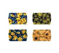 Treer 4 Pieces Wide Headbands for Women, Headbands for Ladies Hair Wide Fabric Non Slip Elastic Head Band for Washing Face Stretchy Hair Band for Long Hair (Sunflower 2,24x15cm)