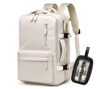 Treer 44x30x16cm Cabin Bag for Ryanair EasyJet Wizz Air, Underseat Carry On Travel Backpack, Lightweight Water-Resistant Flight Hand Luggage Rucksack for Men Women (Beige)