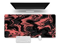 Treer Abstract Fluid Style Mouse Mat, Mouse Pad with Sewn Edges, Large Mouse Mat with Non-Slip Base,Fashion Gaming Mouse Pad, Mousepad Suitable for Office and Home (900x400mm,Rose Red)