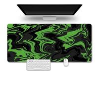 Treer Abstract Fluid Style Mouse Mat, Mouse Pad with Sewn Edges, Large Mouse Mat with Non-Slip Base,Fashion Gaming Mouse Pad, Mousepad Suitable for Office and Home (1000x500mm,green)