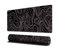 Treer Abstract Lines Texture Mouse Mat, Large Mouse Mat, Mouse Pad with Non-Slip Base, Gaming Mouse Pad with Sewn Edges, Mousepad Suitable for Office and Home (Pink,600x300mm)