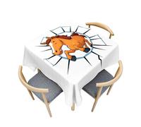 Treer Antifouling Table Cloth, 3D Animal Print Washable Table Cloth Wipe Clean, Square Splash Proof Tablecloth, Tablecloths for Kitchen Decoration Outdoor Picnic (Horse,180x180cm)