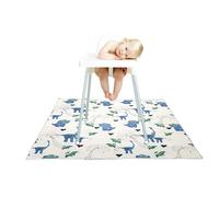 Treer Baby Splat Floor Mat for Under High Chair, Cartoon Style Highchair Splash Mat 130x130cm Waterproof Spill Mat Anti Slip Baby Feeding Mat/Weaning Mat/Messy Mat (Cartoon Dinosaur)