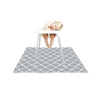 Treer Baby Splat Floor Mat for Under High Chair, Highchair Splash Mat 130x130cm Waterproof Spill Mat Anti Slip Baby Feeding Mat/Weaning Mat/Messy Mat for Dropped Food Art Crafts Play Time (Geometry)