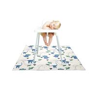Treer Baby Splat Floor Mat for Under High Chair, Highchair Splash Mat 130x130cm Waterproof Spill Mat Anti Slip Baby Feeding Mat/Weaning Mat/Messy Mat for Dropped Food Art Crafts Play Time (Palm Tree)