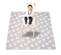 Treer Baby Splat Floor Mat for Under High Chair, Highchair Splash Mat Waterproof Spill Mat 110x110cm Anti Slip Baby Feeding Mat/Weaning Mat/Messy Mat for Dropped Food (Polar Bear)