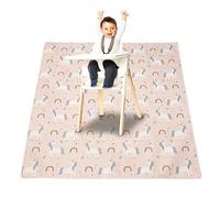 Treer Baby Splat Floor Mat for Under High Chair, Rainbow Pattern Highchair Splash Mat Waterproof Spill Mat 110x110cm Anti Slip Baby Feeding Mat/Weaning Mat/Messy Mat (Cartoon Unicorn)