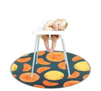 Treer Baby Splat Floor Mat for Under High Chair, Round Highchair Splash Mat Diameter 130cm Waterproof Spill Mat Anti Slip Baby Feeding Mat/Weaning Mat/Messy Mat for Art, Crafts (Tangerine Fruit)