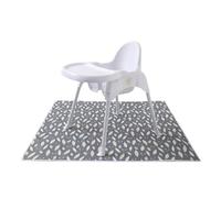 Treer Baby Splat Mat for Under High Chair, 51" Highchair Splash Floor Mat Waterproof Anti Slip Washable Spill Mat, Creative Portable Weaning Mat/Play Mat/Tablecloth/Picnic Mat (Gray Leaves)