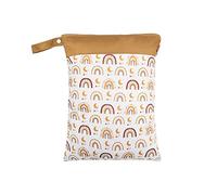 Treer Baby Wet Bag Wet Dry Cloth Diaper Bag Rainbow Series Waterproof Reusable Large Double Zipper Portable Toiletry Bag Nappy Storage Bag for Travel, Beach, Pool, Daycare (Brown)