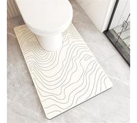 Treer Bath Mat Non Slip Diatomite Toilet Mat U Shape Pedestal WC Toilet Rug Absorbent Quick Dry for Bathroom Floor, Washable Easy to Clean, Minimalism Pattern (Abstract,55x50cm)
